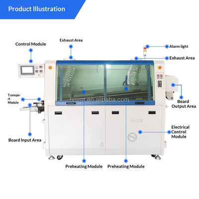 380V 60Hz SMT Mini Automatic Dual Wave PCB Through-hole Precision Wave Soldering Machine Lead Free con controllo touchscreen PLC