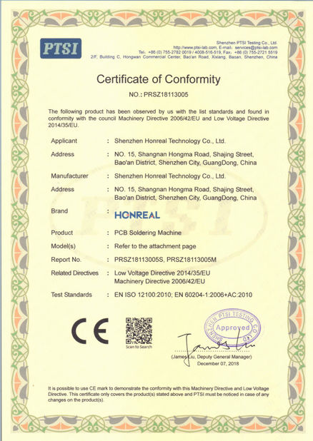 Porcellana Shenzhen Honreal Technology Co.,Ltd Certificazioni